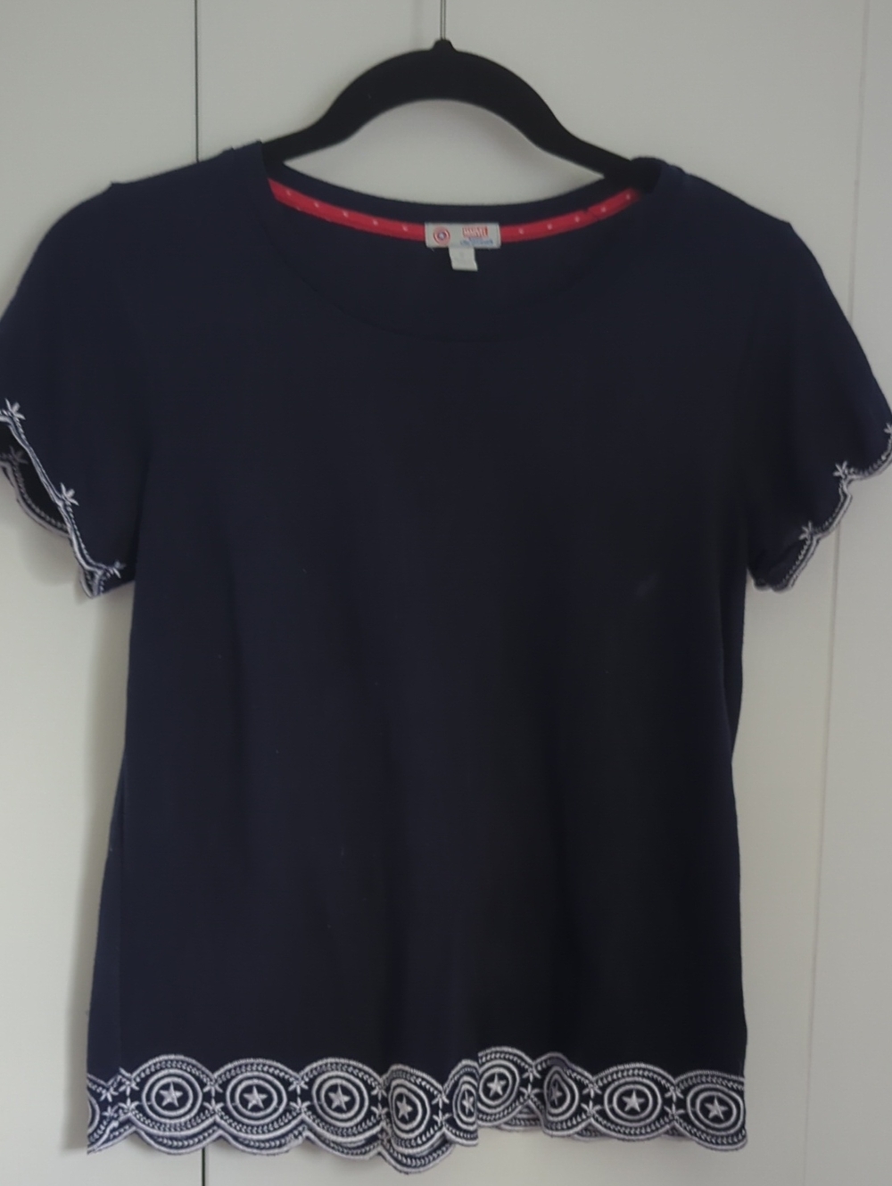 Captain America Embroidered Knit Short Sleeve Top
